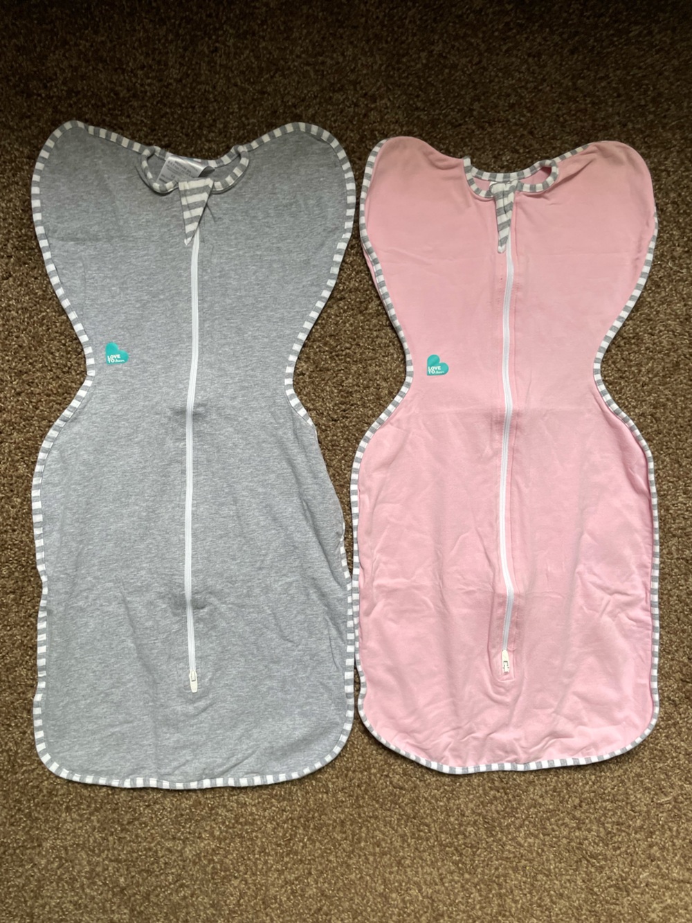 Love to dream Gray and Pink Swaddle Sleep Sacks (Pair)